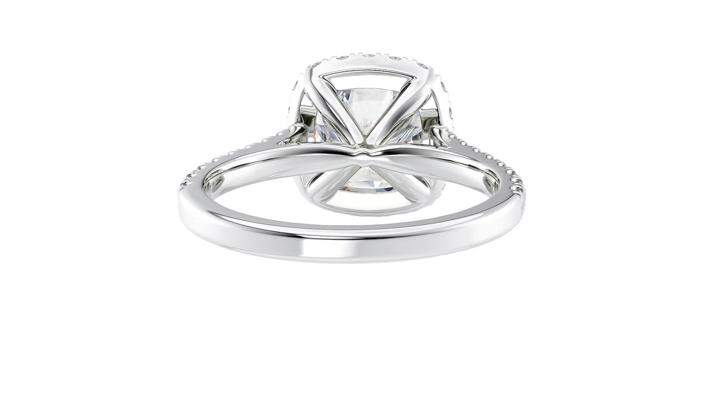 Cushion Cut Halo Classic Diamond Band Engagement Ring