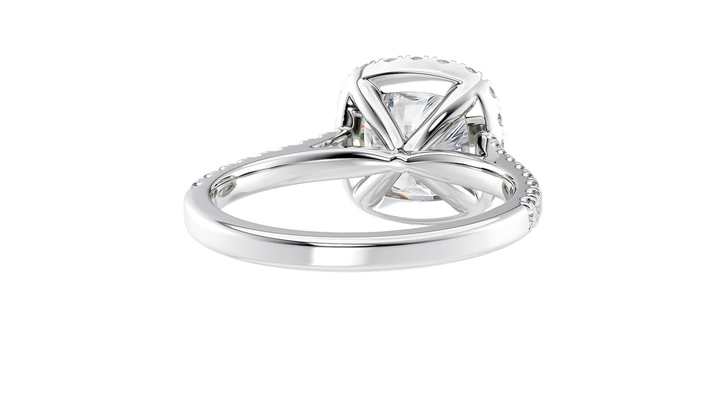 Cushion Cut Halo Classic Diamond Band Engagement Ring