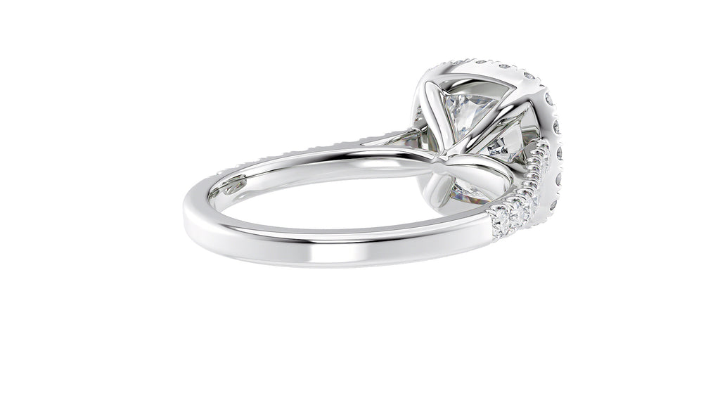 Cushion Cut Halo Classic Diamond Band Engagement Ring