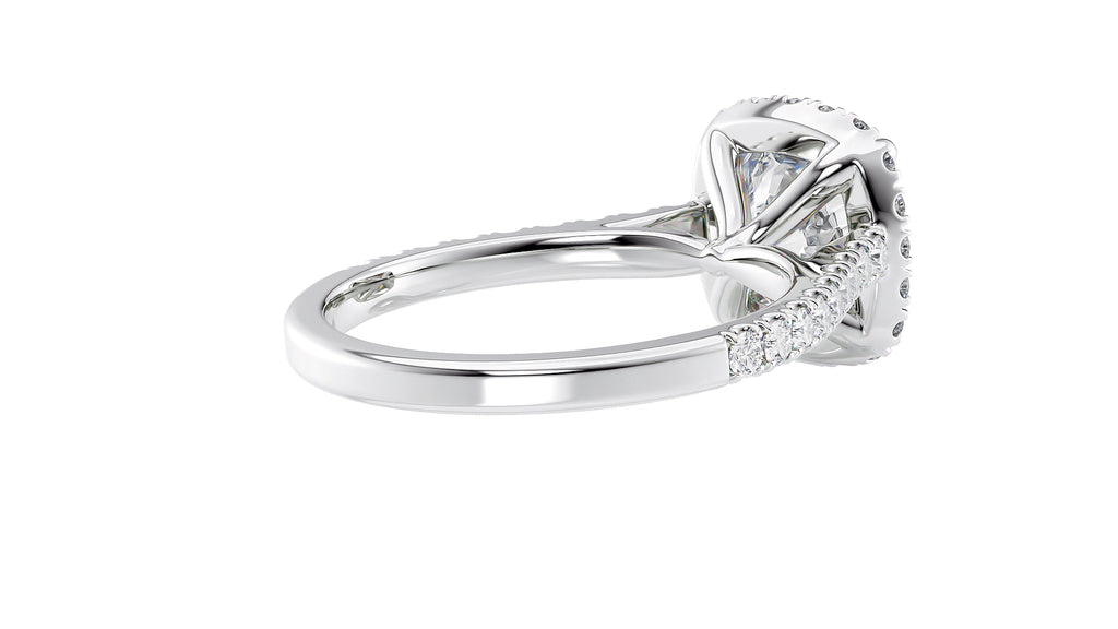Cushion Cut Halo Classic Diamond Band Engagement Ring