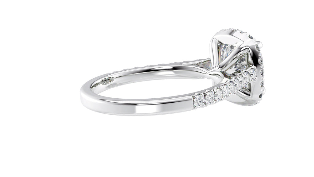 Cushion Cut Halo Classic Diamond Band Engagement Ring