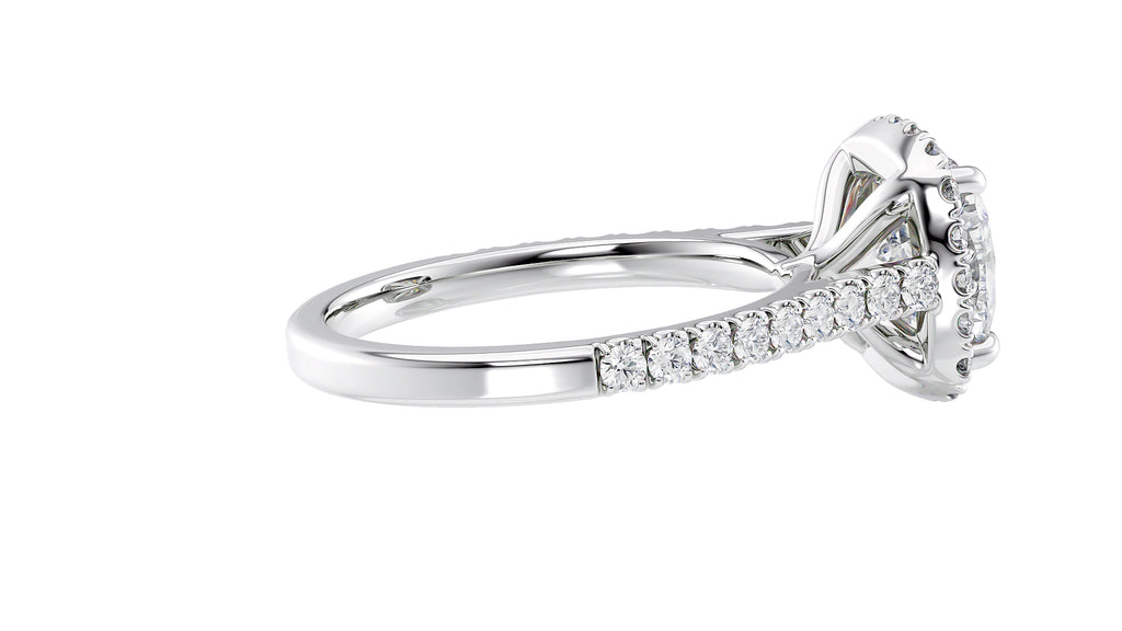 Cushion Cut Halo Classic Diamond Band Engagement Ring