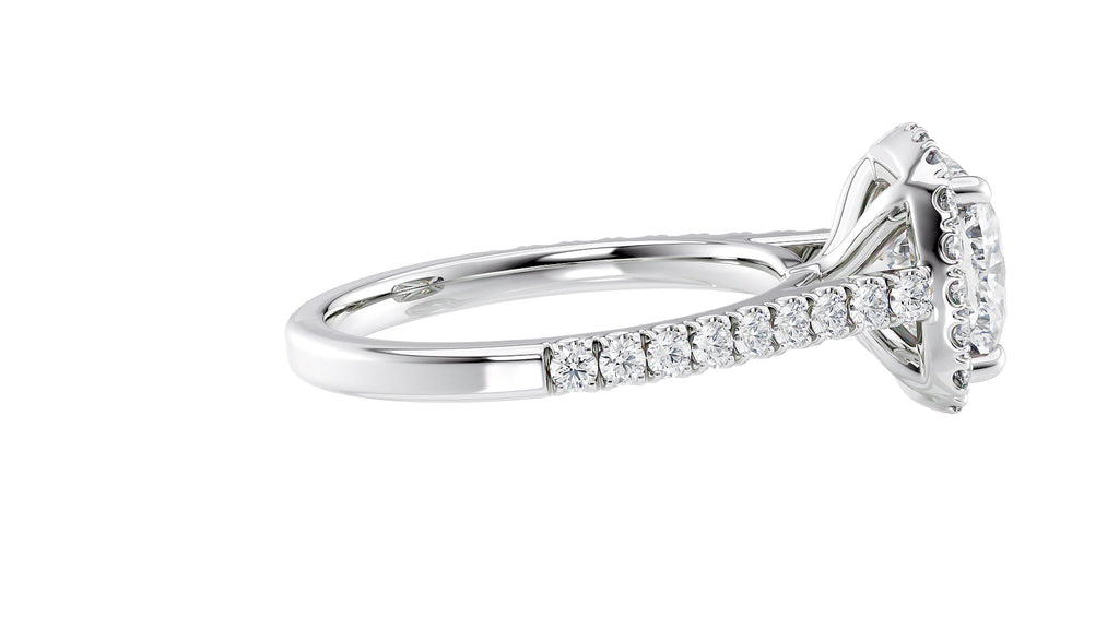 Cushion Cut Halo Classic Diamond Band Engagement Ring
