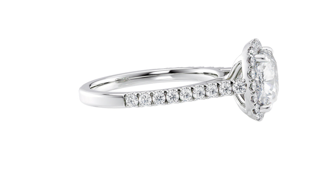 Cushion Cut Halo Classic Diamond Band Engagement Ring