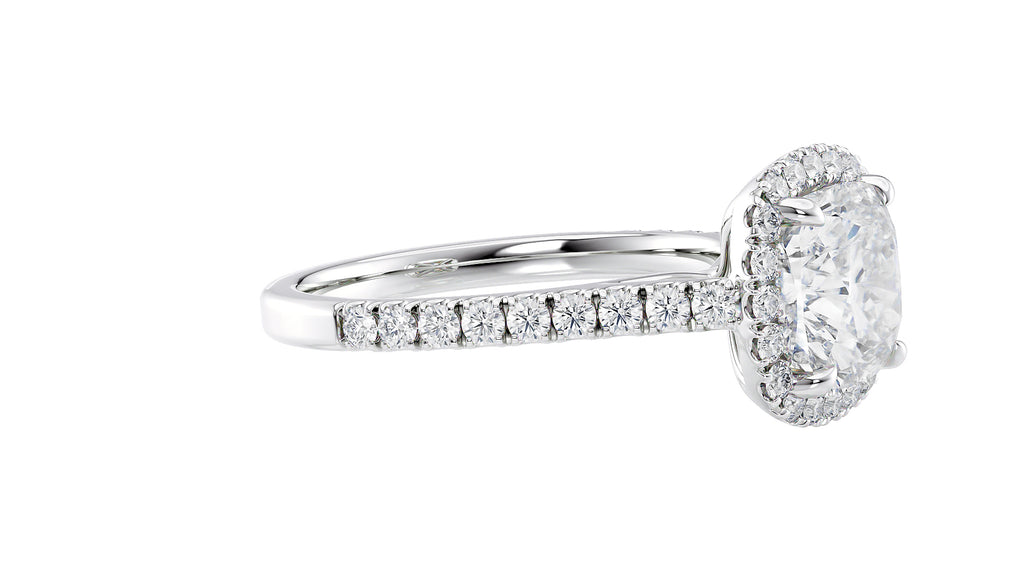 Cushion Cut Halo Classic Diamond Band Engagement Ring