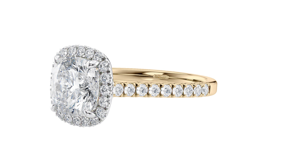 Cushion Cut Halo Classic Diamond Band Engagement Ring