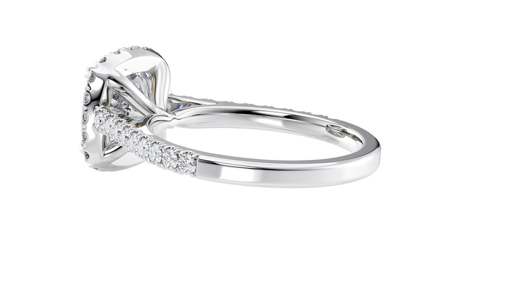 Cushion Cut Halo Classic Diamond Band Engagement Ring