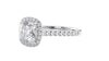 Cushion Cut Halo Classic Diamond Band Engagement Ring