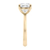 Cushion cut laboratory grown diamond engagement ring gold end view.