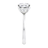 Cushion cut laboratory grown diamond engagement ring white gold end view.