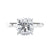 Natural cushion cut diamond solitaire engagement ring white gold front view.