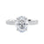 Natural oval cut engagement ring with tapered diamond white gold band front view.