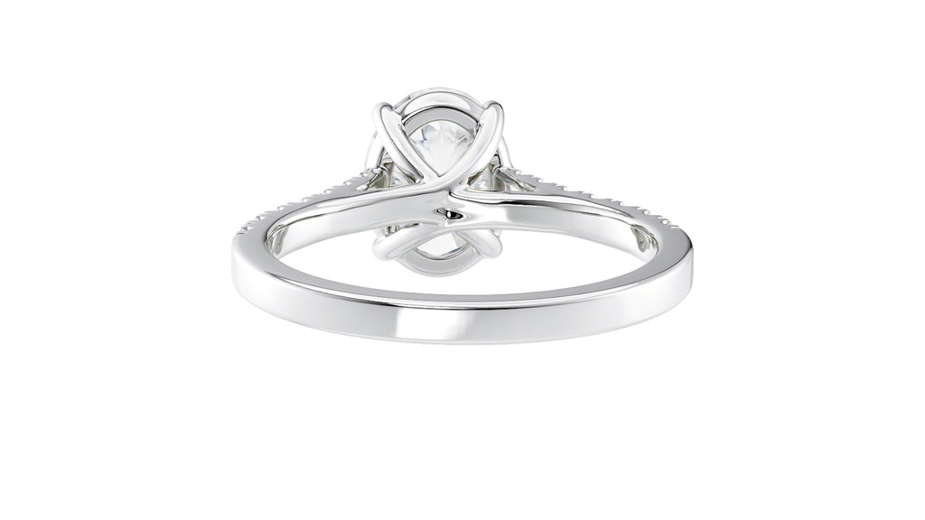 Oval Solitaire Classic Diamond Band Engagement Ring