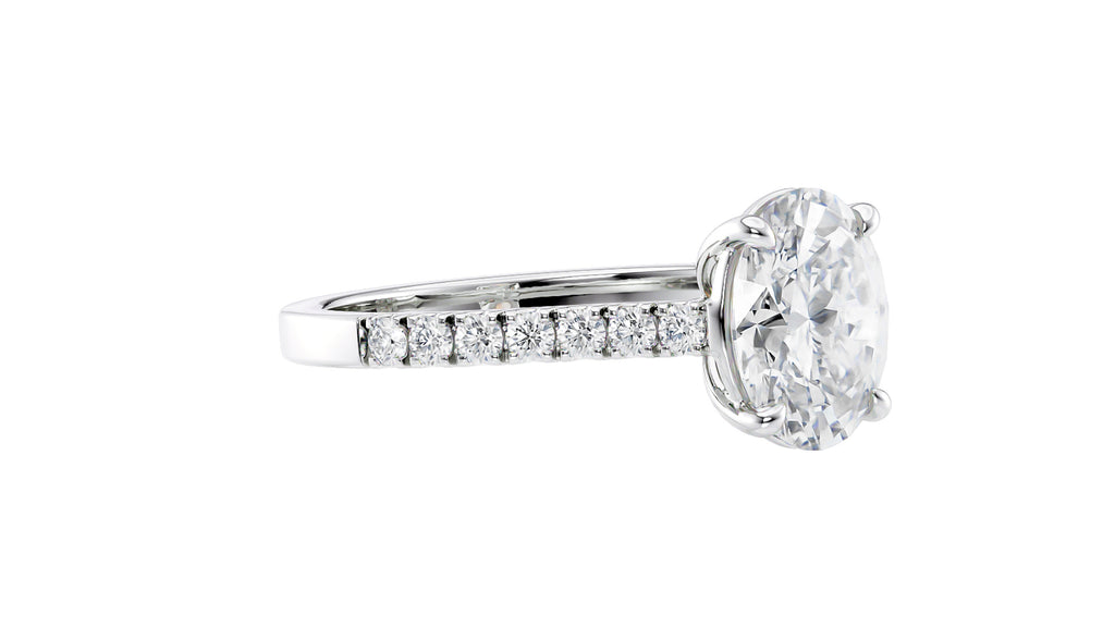 Oval Solitaire Classic Diamond Band Engagement Ring