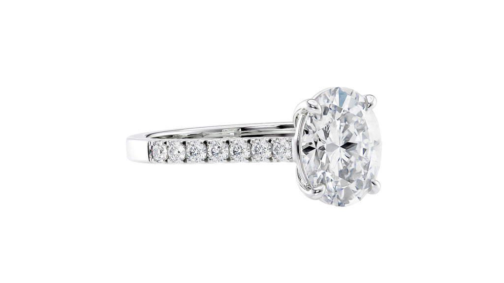 Oval Solitaire Classic Diamond Band Engagement Ring