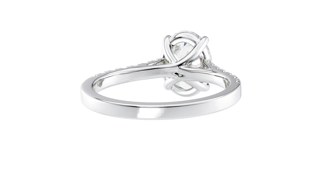 Oval Solitaire Classic Diamond Band Engagement Ring