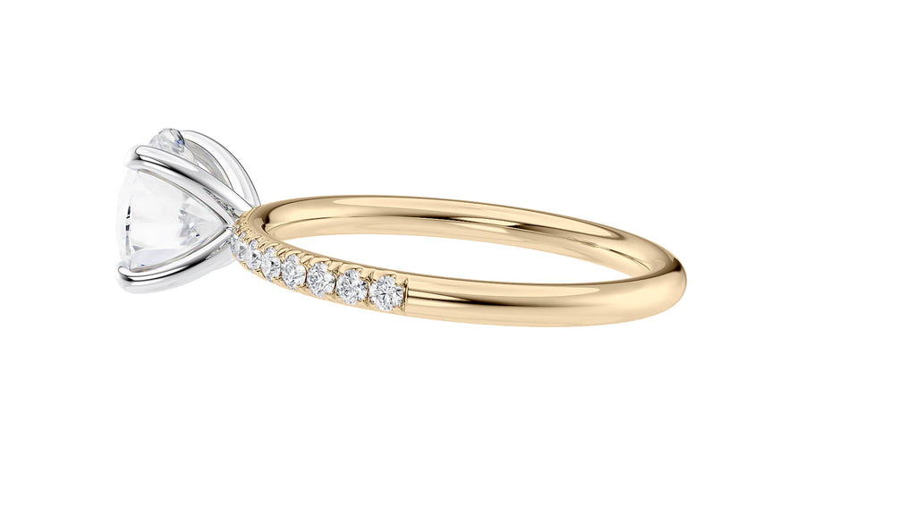 Round Solitaire Slim Diamond Band Engagement Ring