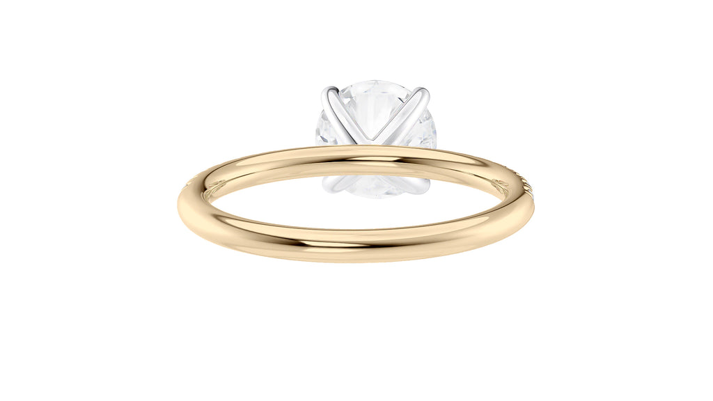 Round Solitaire Slim Diamond Band Engagement Ring