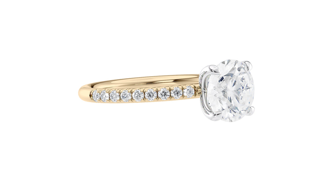 Round Solitaire Slim Diamond Band Engagement Ring