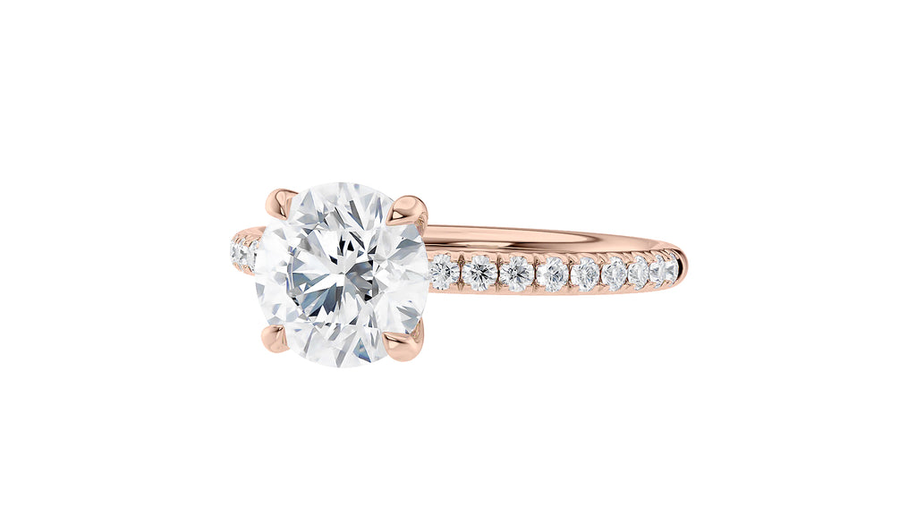 Round Solitaire Slim Diamond Band Engagement Ring