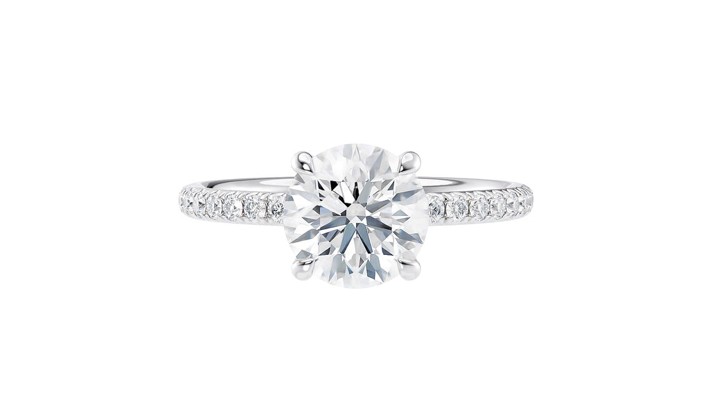 Round Solitaire Slim Lab Grown Diamond Band Engagement Ring