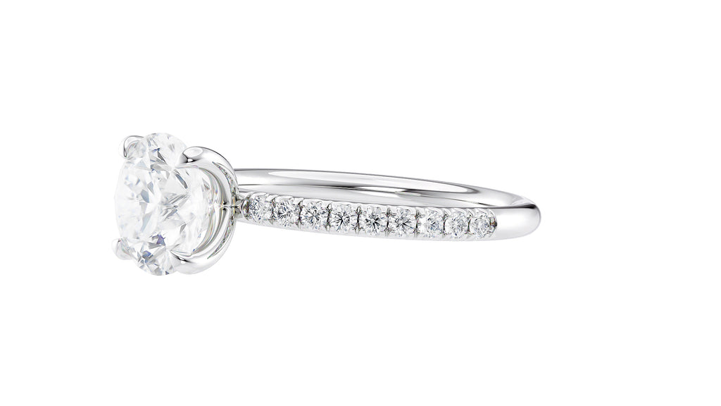 Round Solitaire Slim Diamond Band Engagement Ring