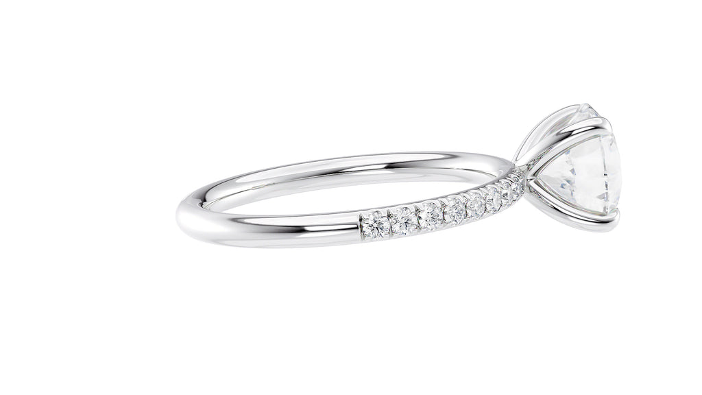 Round Solitaire Slim Diamond Band Engagement Ring