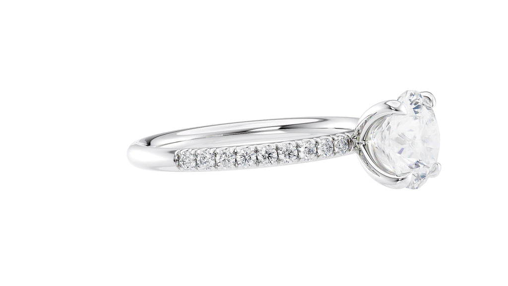Round Solitaire Slim Diamond Band Engagement Ring