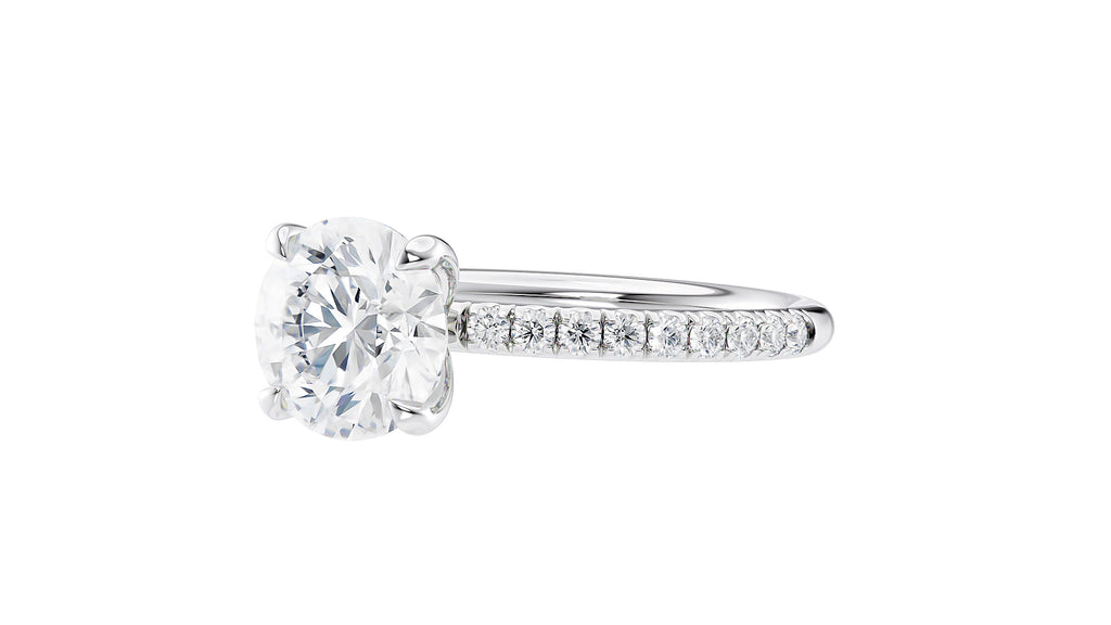 Round Solitaire Slim Diamond Band Engagement Ring