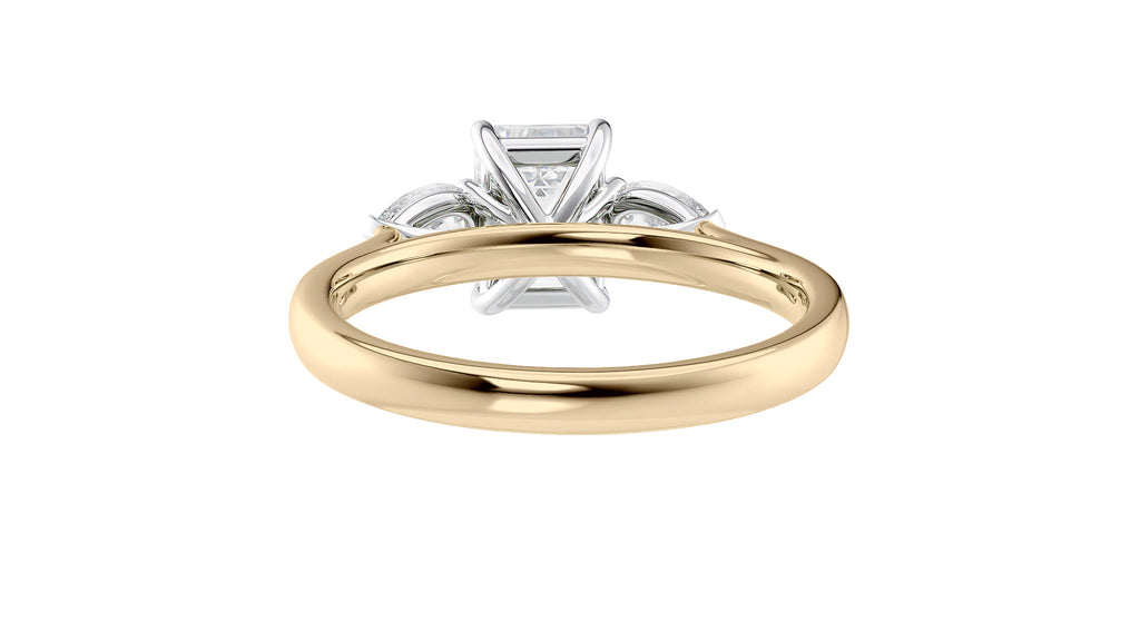 Emerald & Pear Cut Trilogy Diamond Engagement Ring