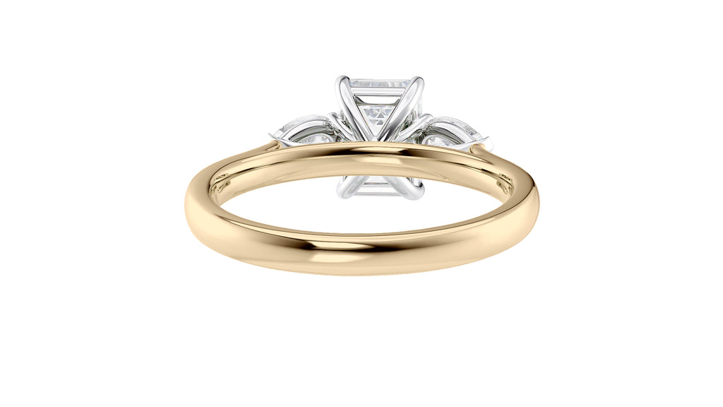 Emerald & Pear Cut Trilogy Diamond Engagement Ring