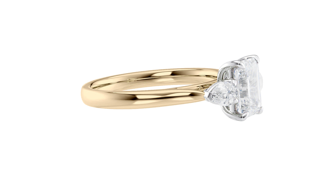 Emerald & Pear Cut Trilogy Diamond Engagement Ring