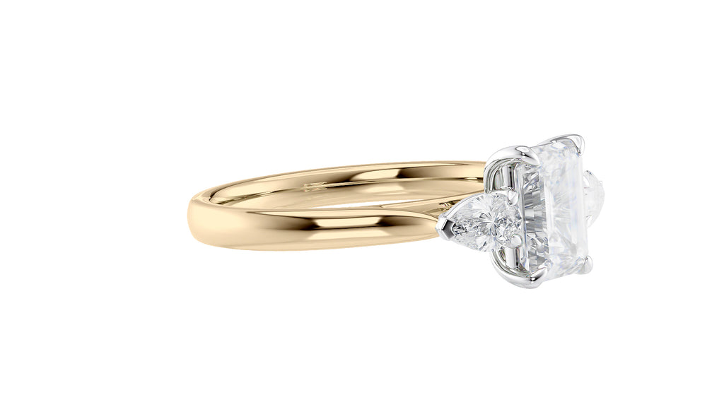Emerald & Pear Cut Trilogy Diamond Engagement Ring