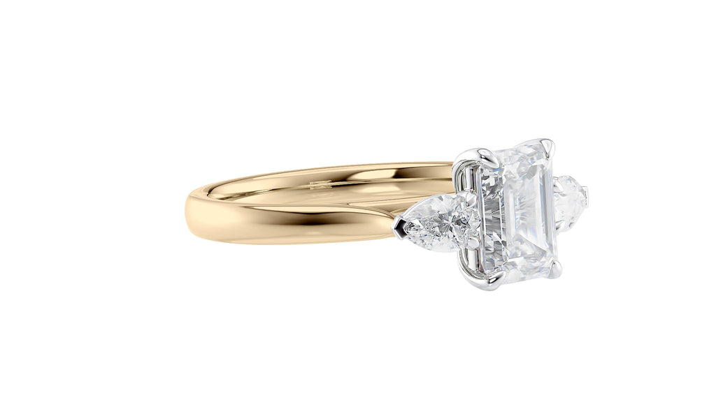Emerald & Pear Cut Trilogy Diamond Engagement Ring