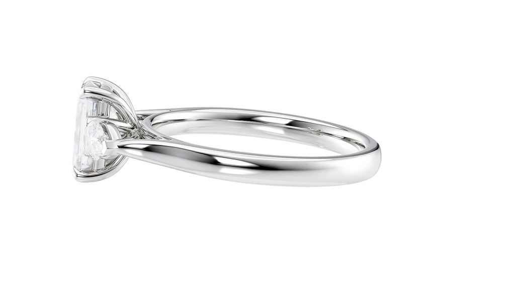 Emerald & Pear Cut Trilogy Diamond Engagement Ring
