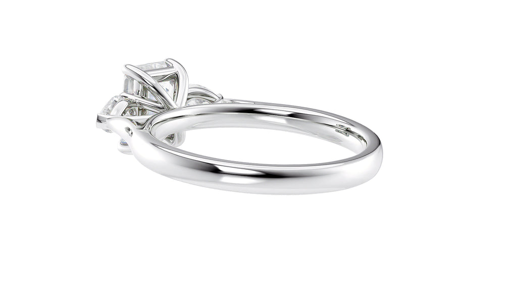 Emerald & Pear Cut Trilogy Diamond Engagement Ring