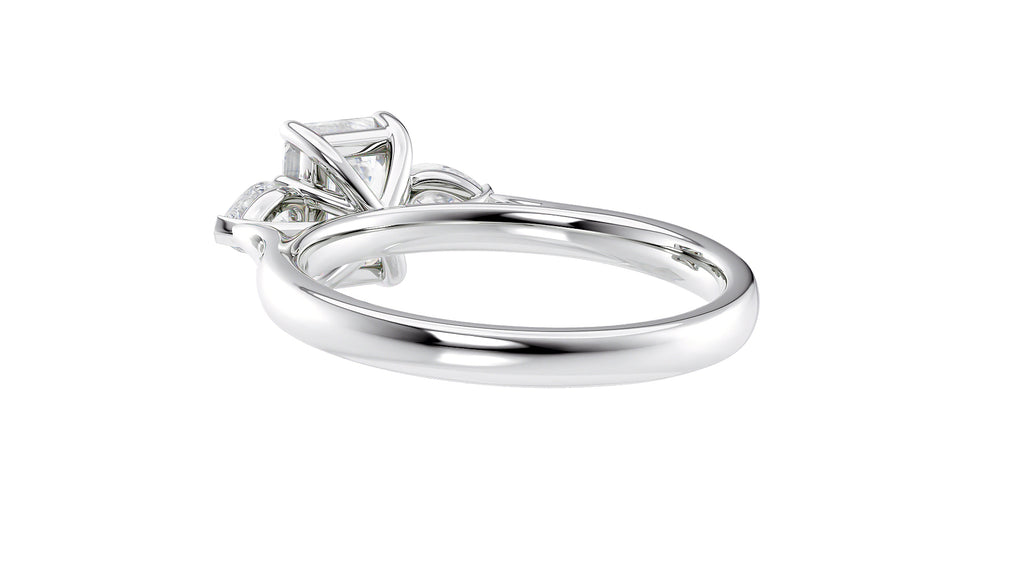 Emerald & Pear Cut Trilogy Diamond Engagement Ring