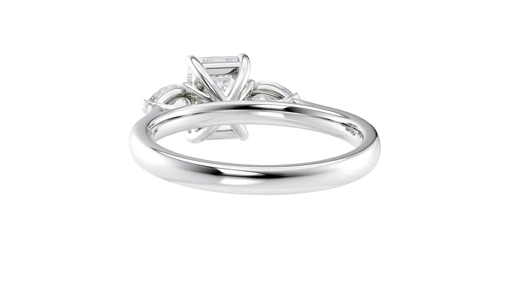 Emerald & Pear Cut Trilogy Diamond Engagement Ring