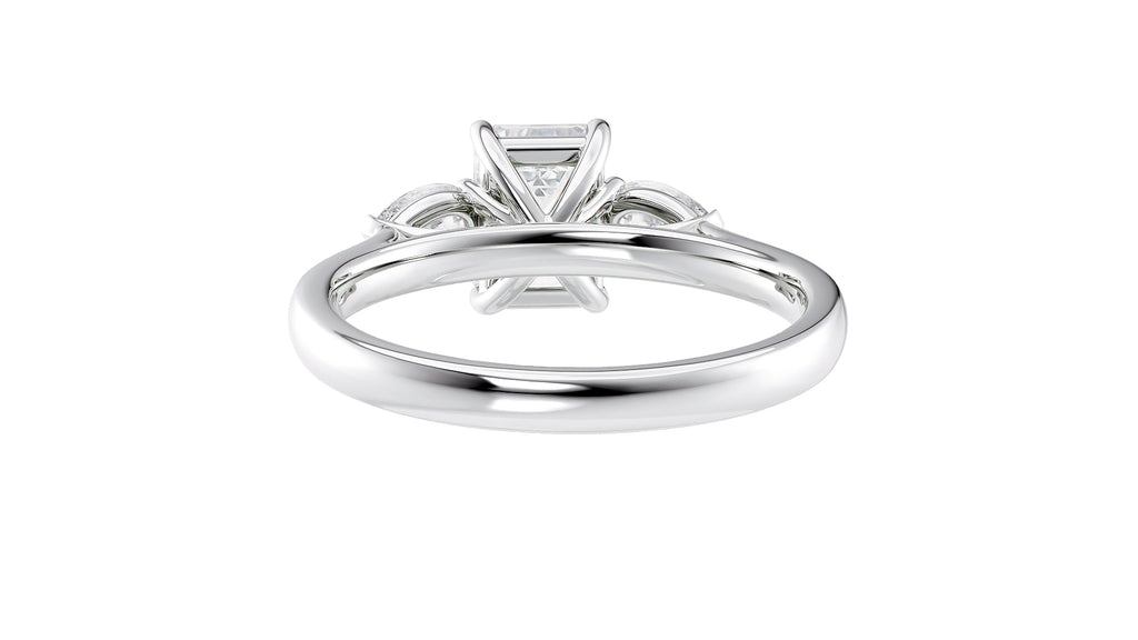 Emerald & Pear Cut Trilogy Diamond Engagement Ring