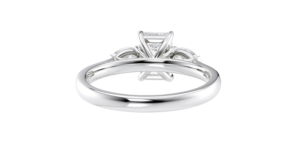 Emerald & Pear Cut Trilogy Diamond Engagement Ring