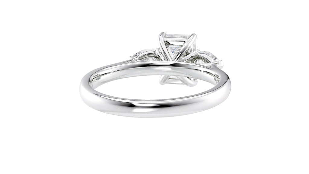 Emerald & Pear Cut Trilogy Diamond Engagement Ring