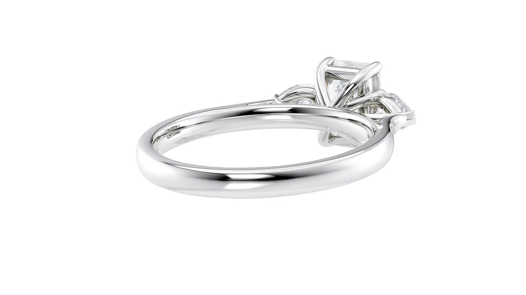 Emerald & Pear Cut Trilogy Diamond Engagement Ring