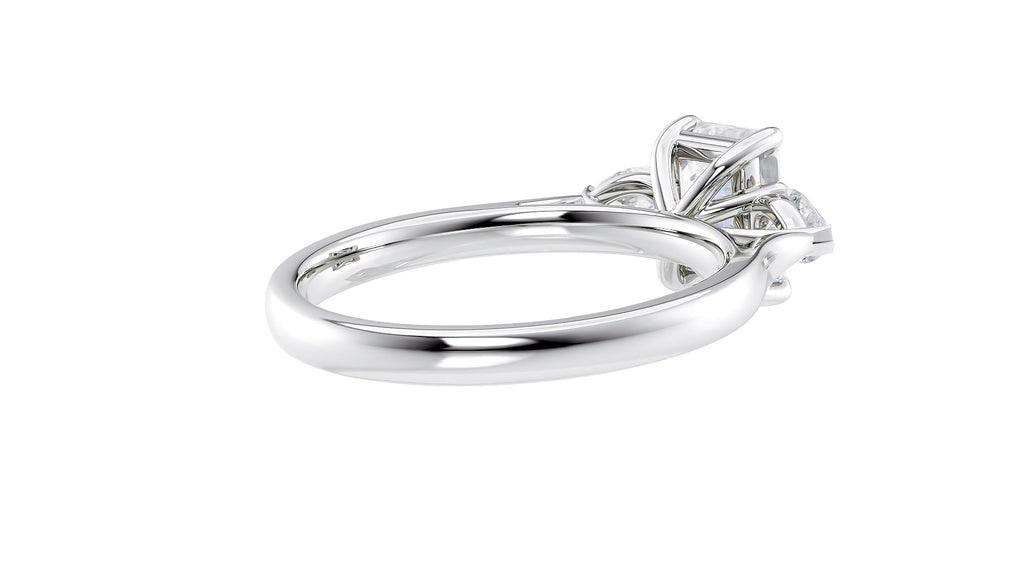 Emerald & Pear Cut Trilogy Diamond Engagement Ring