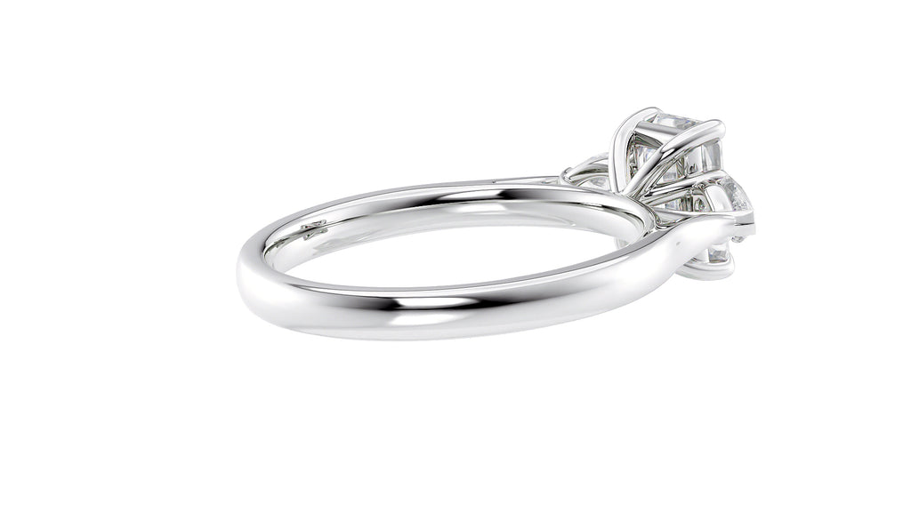 Emerald & Pear Cut Trilogy Diamond Engagement Ring