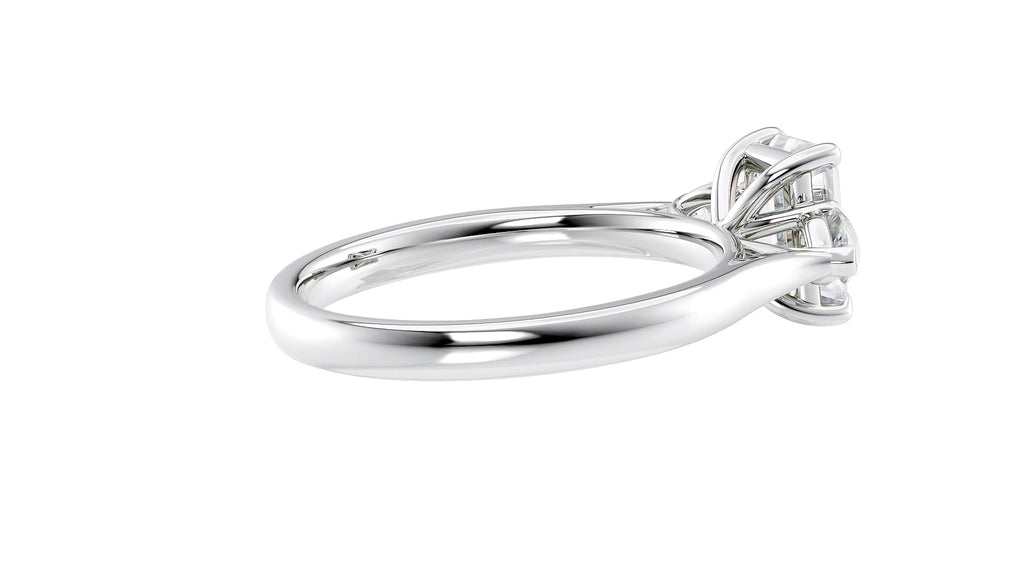 Emerald & Pear Cut Trilogy Diamond Engagement Ring
