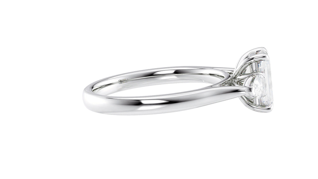 Emerald & Pear Cut Trilogy Diamond Engagement Ring