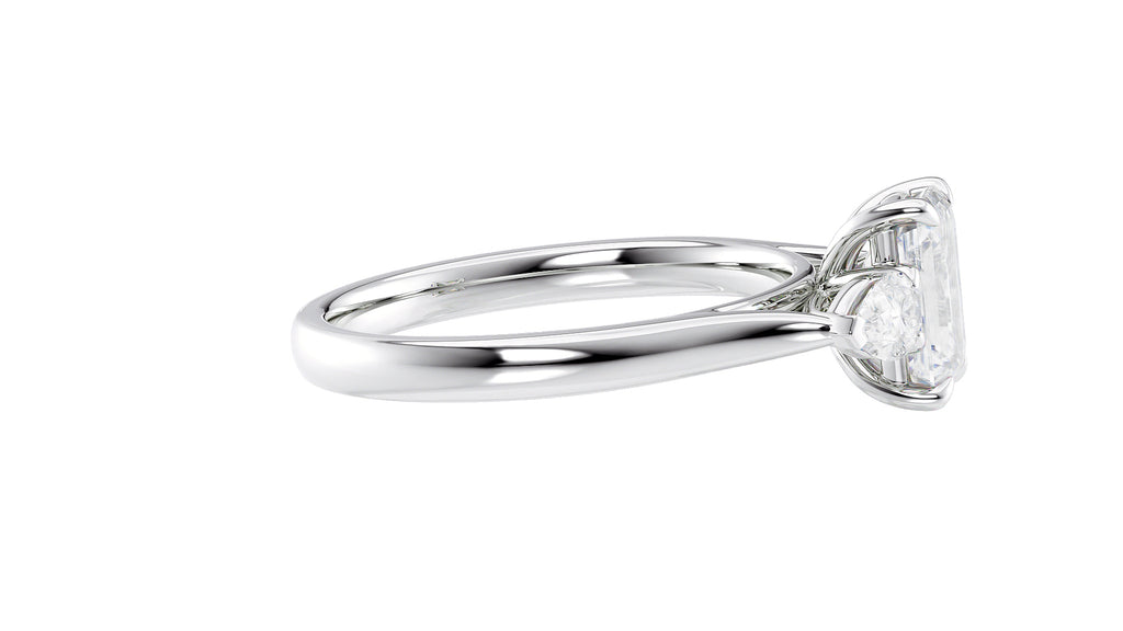 Emerald & Pear Cut Trilogy Diamond Engagement Ring