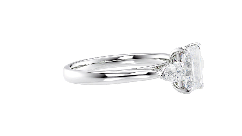 Emerald & Pear Cut Trilogy Diamond Engagement Ring
