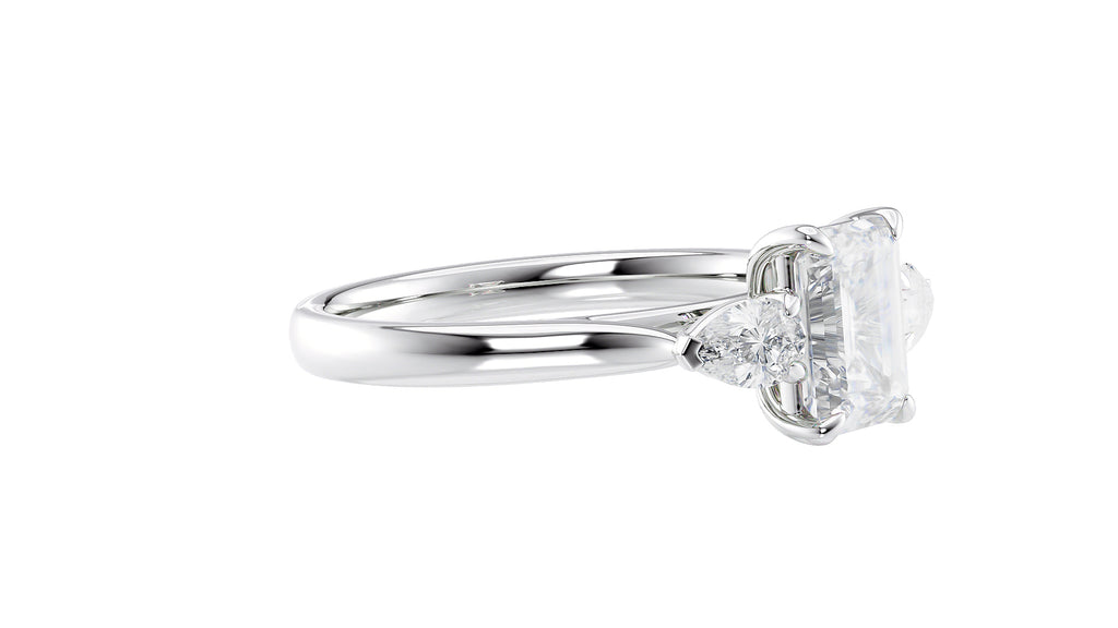 Emerald & Pear Cut Trilogy Diamond Engagement Ring