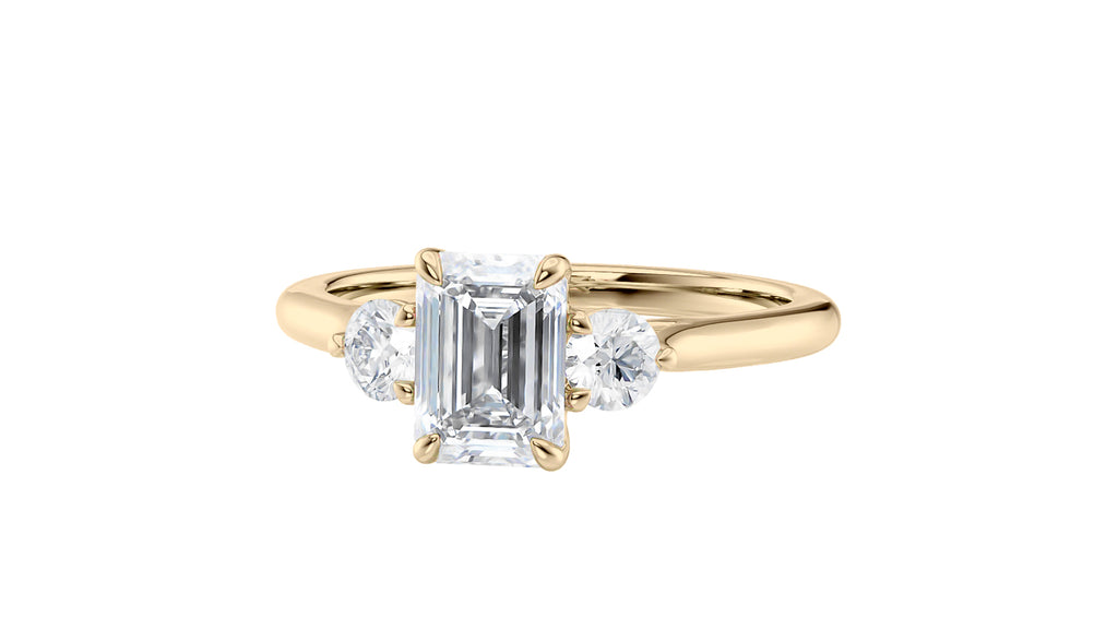 Emerald Cut Classic 3 Stone Diamond Engagement Ring